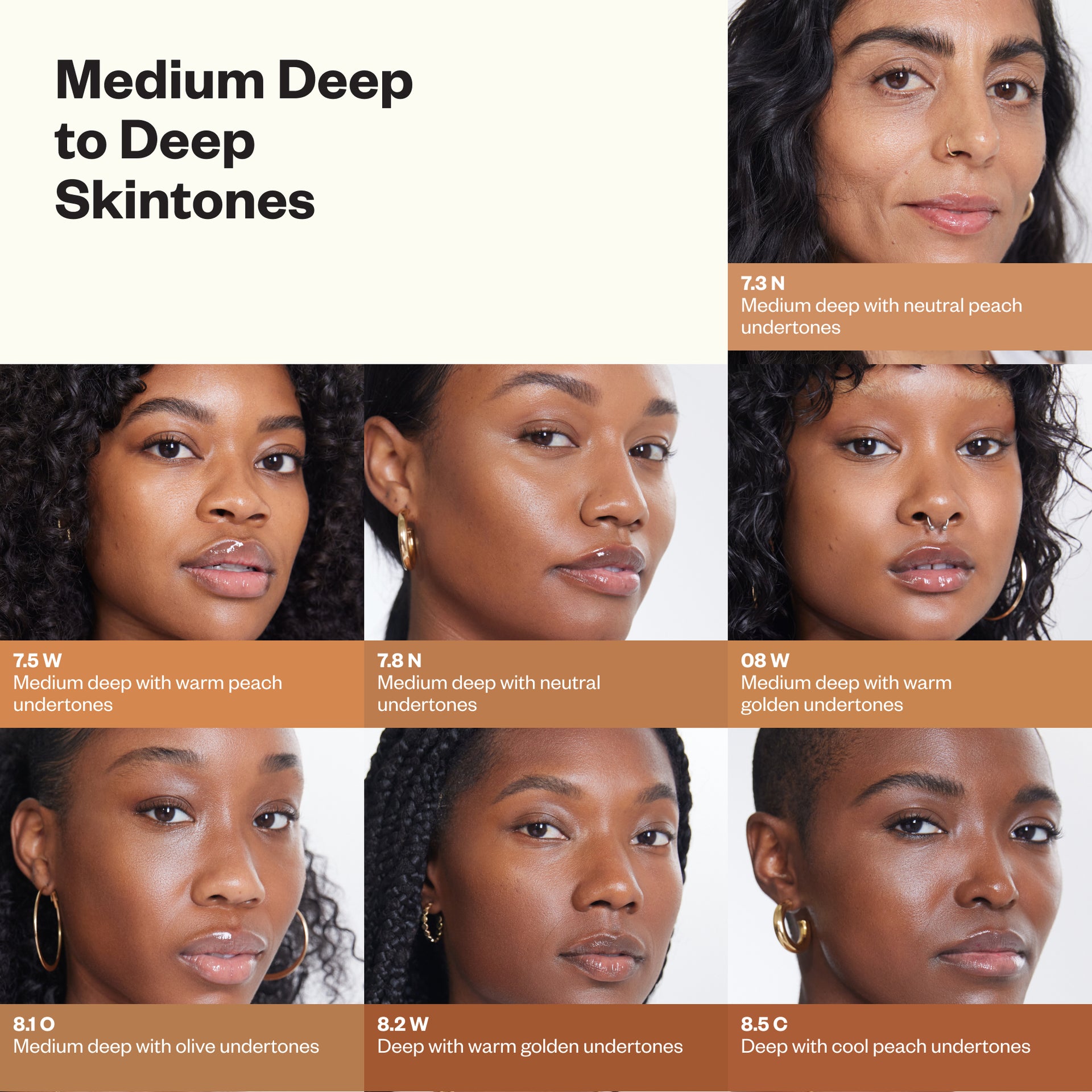 Medium Deep to Deep Skintones Shade Chart
