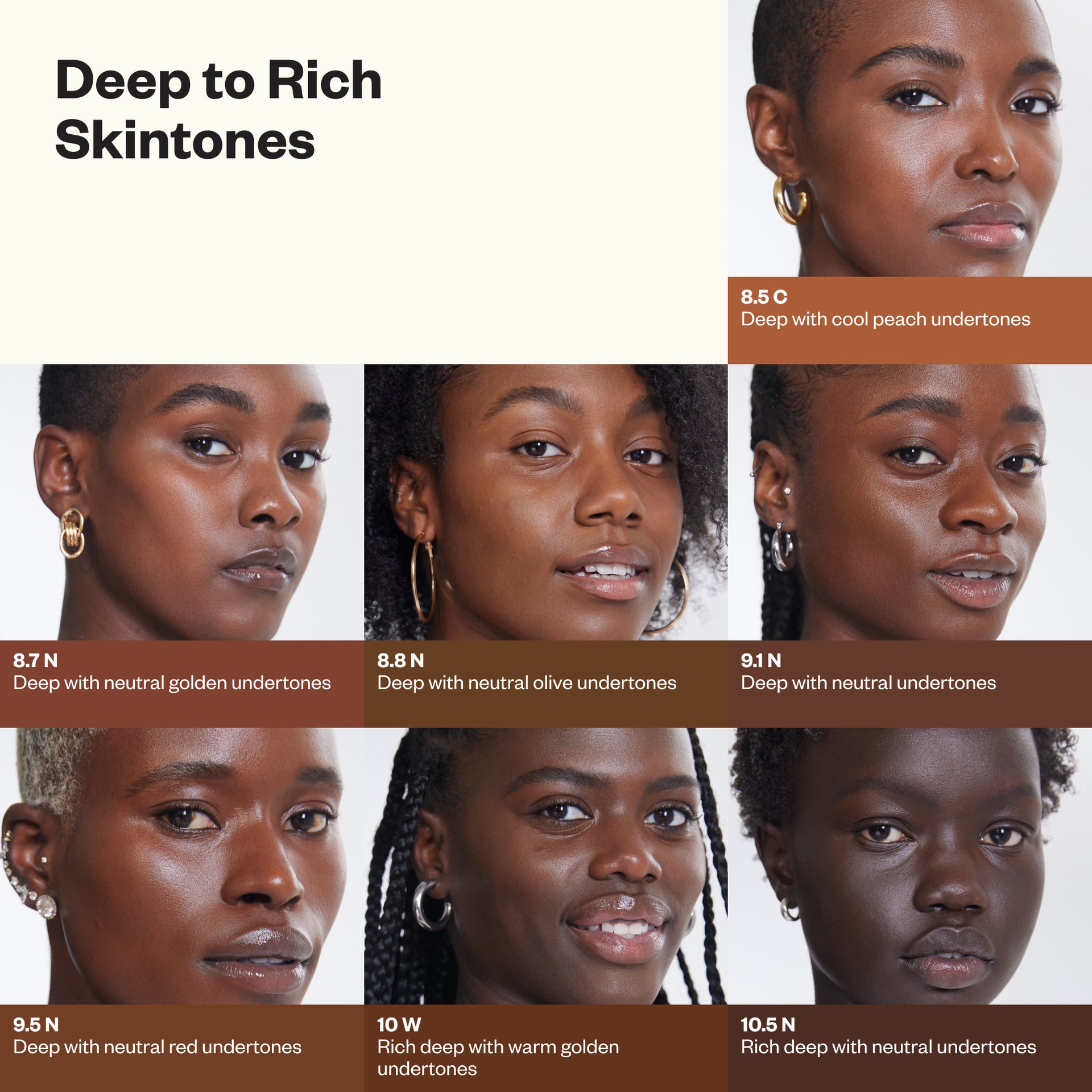 Deep to Rich Skintones Shade Chart