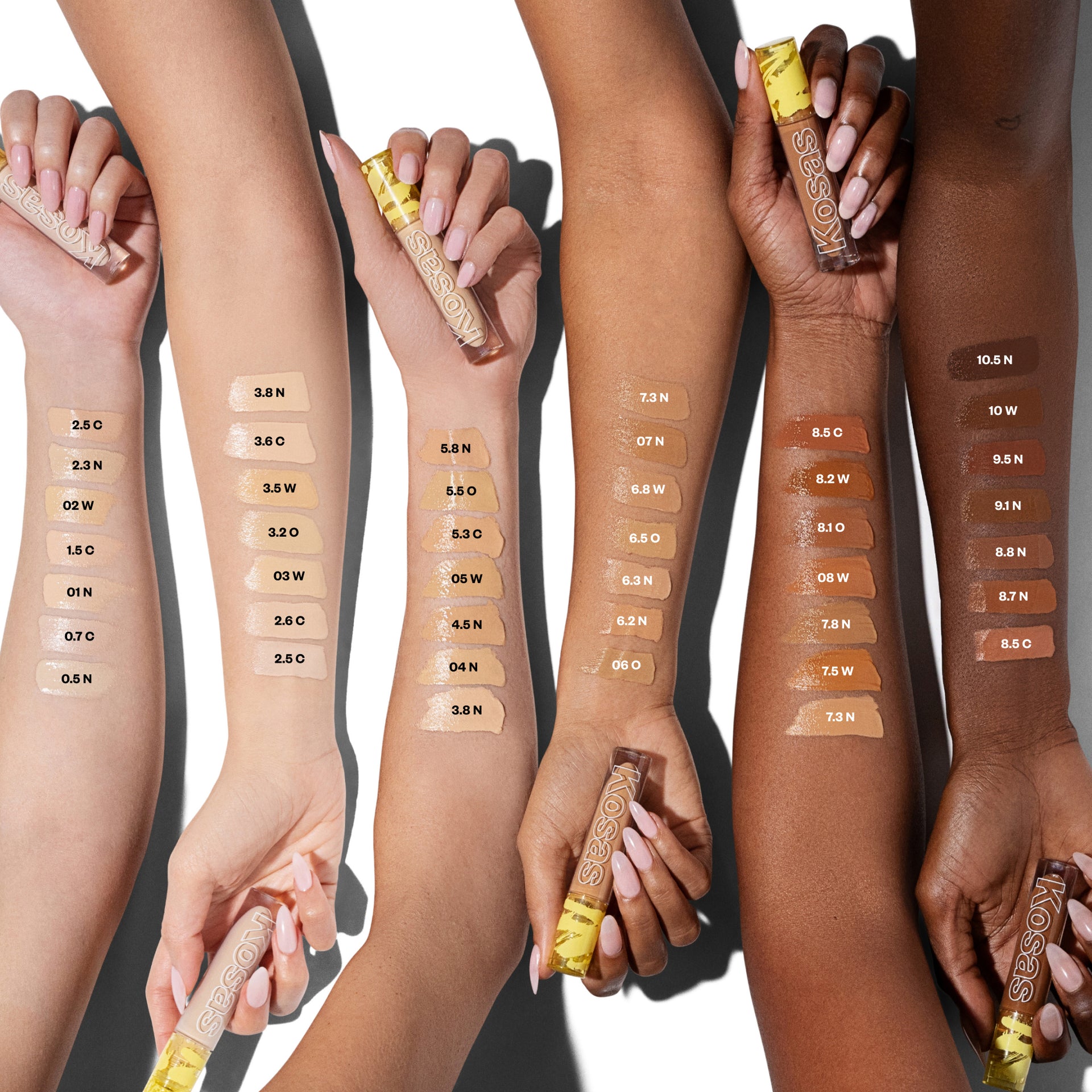 Revealer Concealer Arm Swatches on different skintones