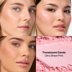 Cloud Set Loose in Translucent Candy shown on very light to light-medium skin tones