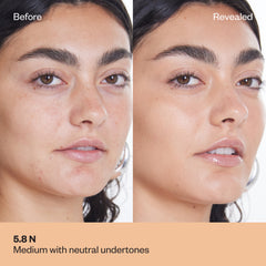 Before and after results for concealer shade 5.5 N on medium skin with neutral undertones.