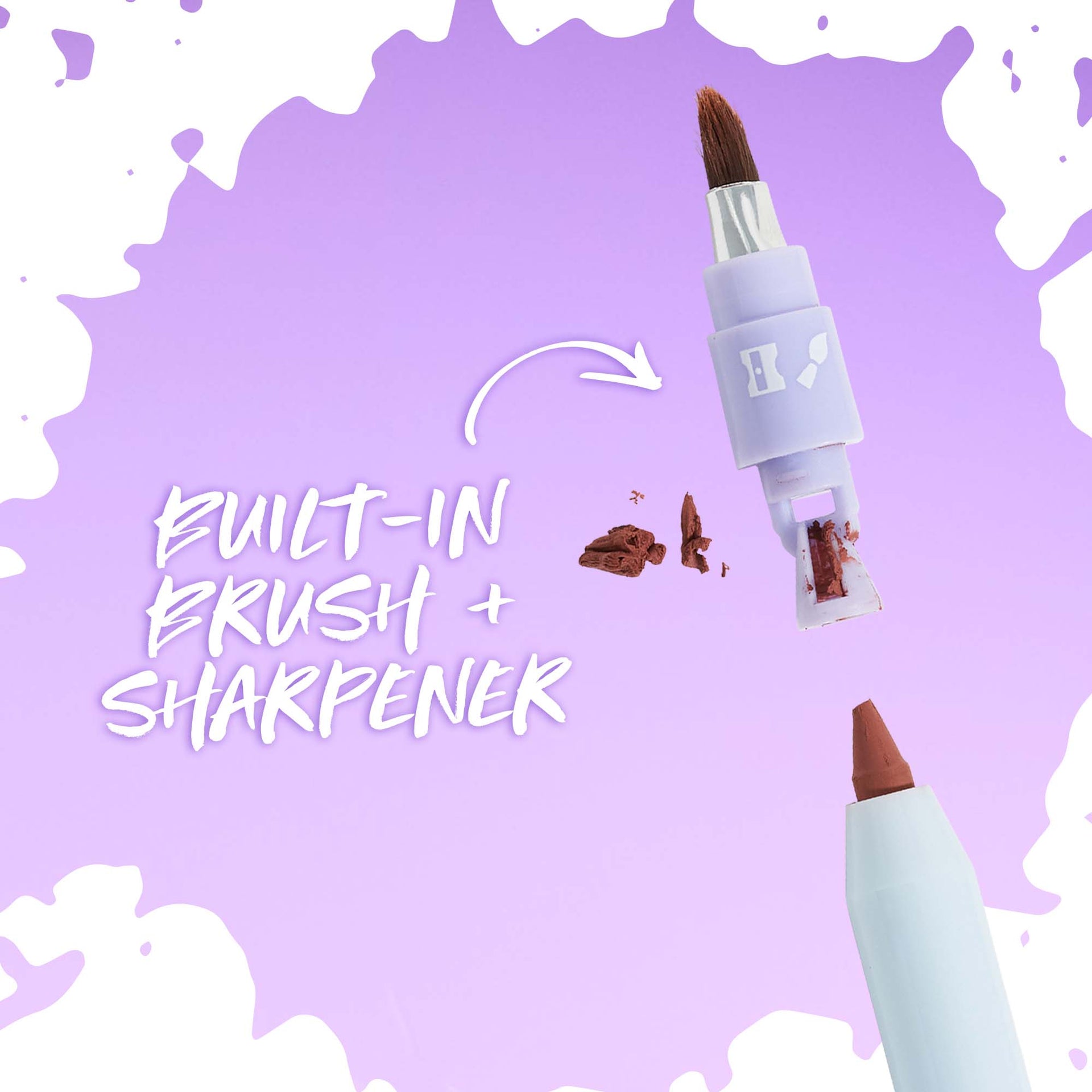 Hotliner with built-in brush and sharpener